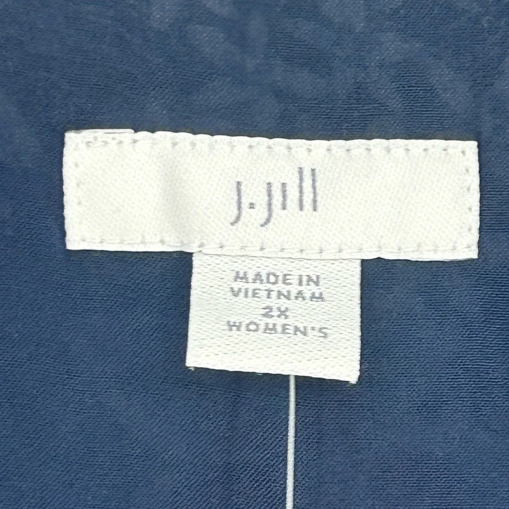 "NWT" J.Jill Navy Floral Maxi Dress Lined With Tie Waist- Size 2X - Picture 4 of 13